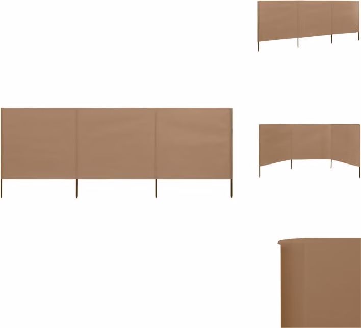vidaXL 3 pezzi in tessuto frangivento 400 x 80 cm Taupe - Ombrelloni e tende da sole