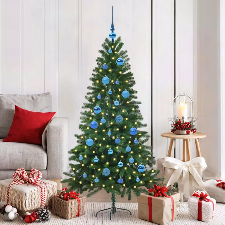 Albero di Natale vidaXL con 150 LED a luce bianca calda, Verde, Altezza: 150 cm