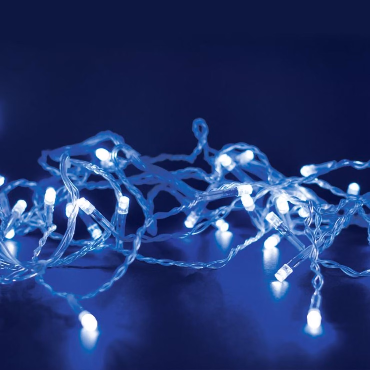 ACA Lighting 300 LED a catena (5cm ciascuno), blu, 220-240V + 8 programmi, IP44, 15m, cavo trasparente X08300622