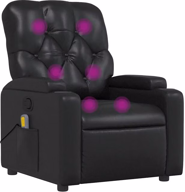 Poltrona Massaggiante | Sedia Relax Reclinabile Nera in Similpelle