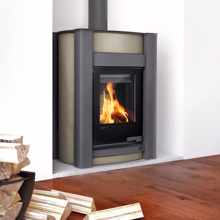 Termocamino HS FLAMINGO AQUAFLAM VARIO KALMAR 11/7 kW - oliva - controllo elettronico