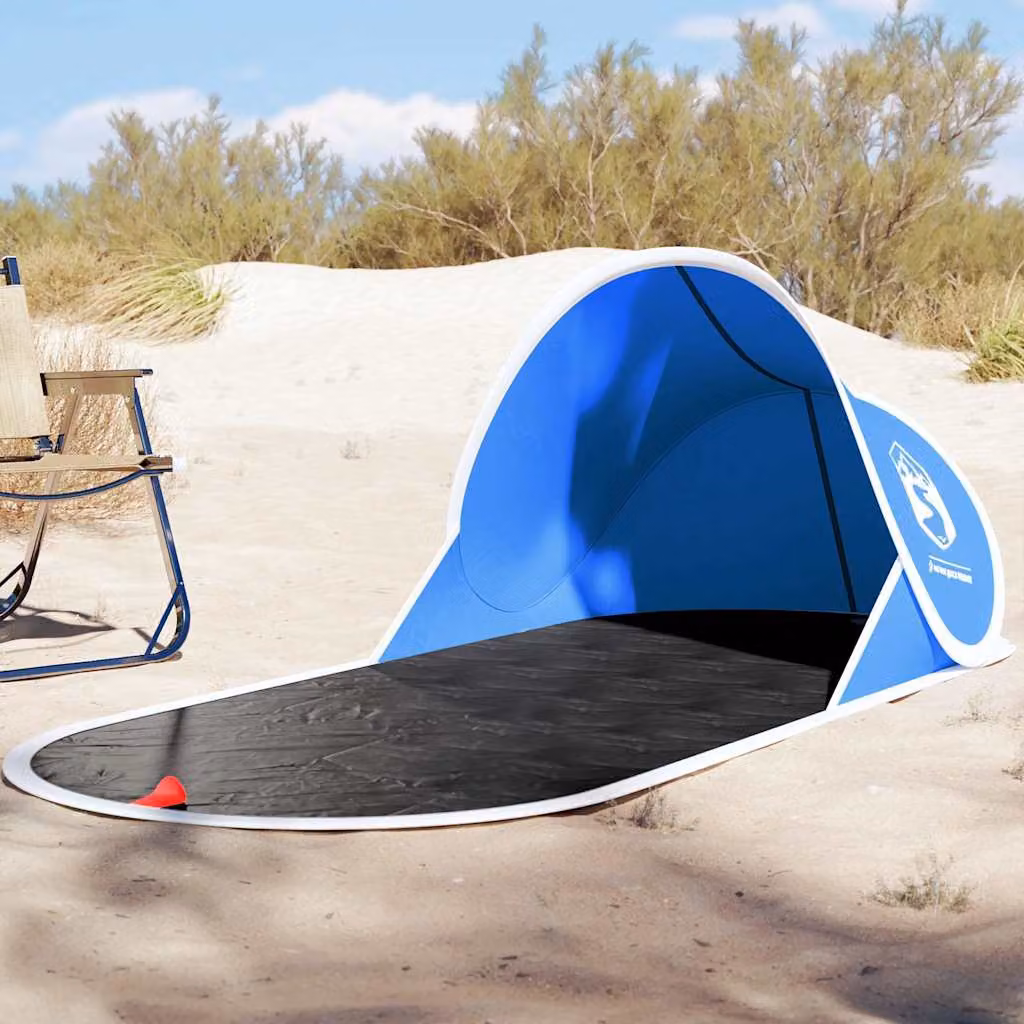 vidaXL Tenda da Spiaggia Pop-Up Impermeabile in Poliestere, Azzurra, L/P/H: 190 x 80 x 60 cm