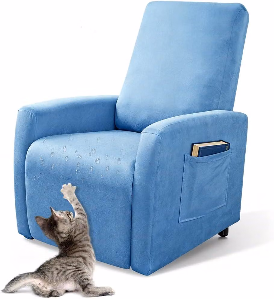 Copertura impermeabile per poltrona, colore blu, fodera elasticizzata per poltrona con tasche, ideale per il soggiorno