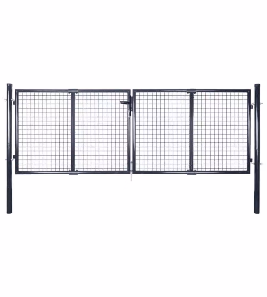 Cancello per Giardino Rete in Acciaio Zincato 289x100 cm Grigio