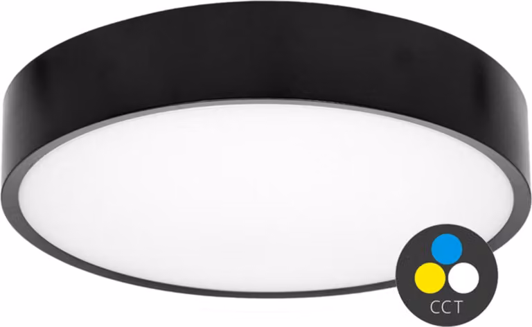Ecolite CCT Nero Plafoniera LED rotonda 25W WMAT350-25W/CR