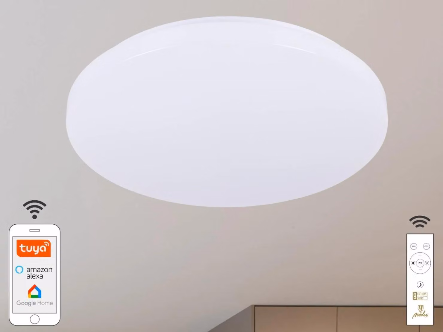 Lampada a soffitto LED OPAL + telecomando + Wi-Fi 48W - LC902S