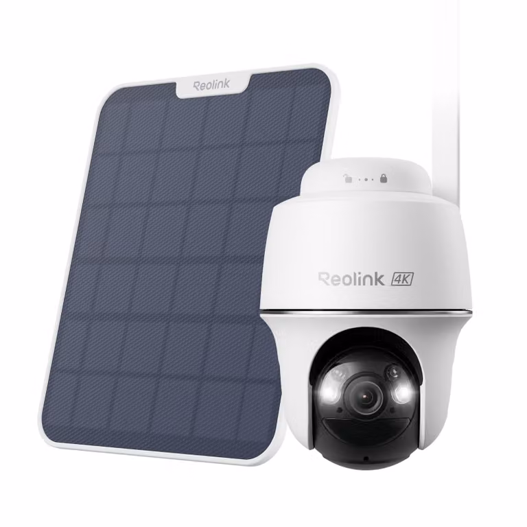 Reolink Go PT Ultra+Pannello solare, telecamera di sicurezza per esterni con batteria 4K 8MP 4G LTE PT, vista a 360°, rilevamento intelligente