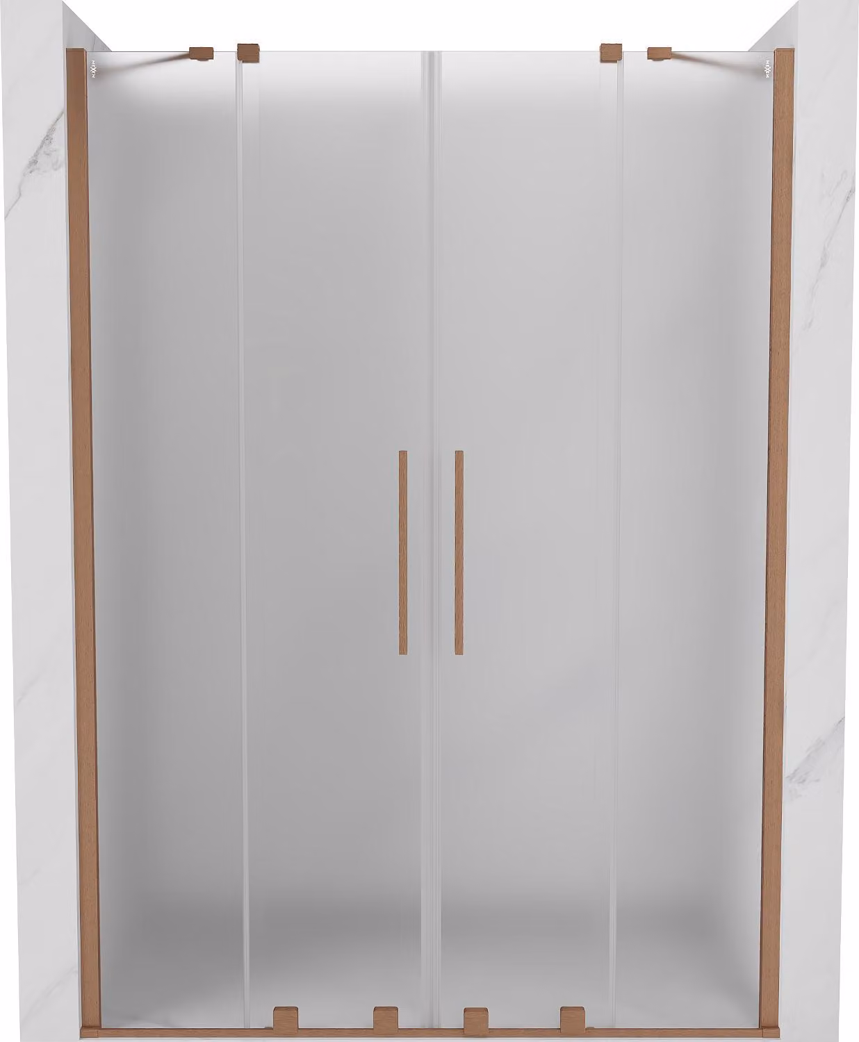 Mexen Velar Duo porta doccia scorrevole 160 cm, ghiaccio, rame spazzolato - 871-160-000-32-65
