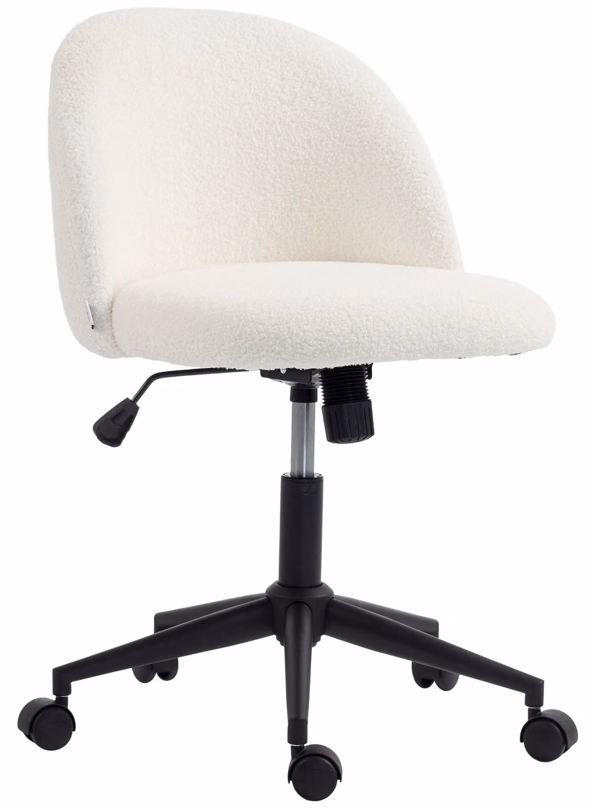 Sedia da scrivania HOMCOM, sedia da ufficio regolabile in altezza, con rivestimento in Pelle finta effetto teddy, colore crema