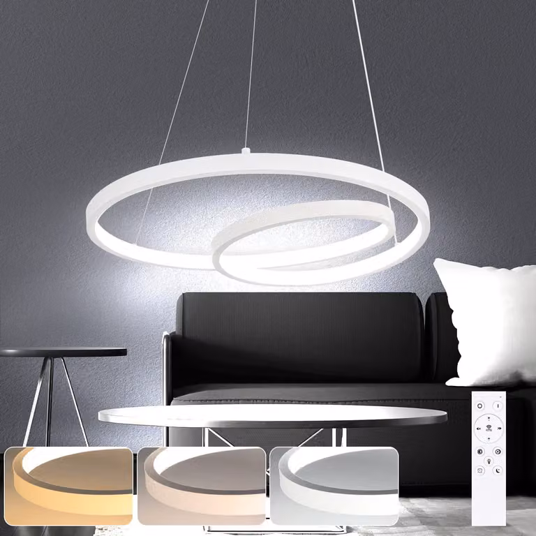 ZMH Lampada a sospensione per tavolo da pranzo Lampada a sospensione LED: 40CM Bianco Lampada a sospensione Lampada a sospensione moderna Lampada da sala da pranzo di design Lampada da tavolo dimmerabile con telecomando