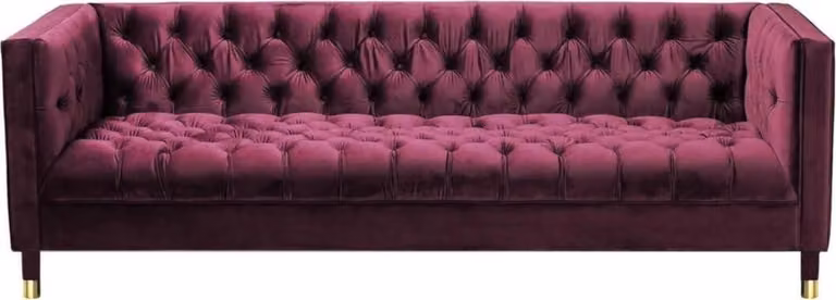 Burgund Dreisitzer Stoff Wohnzimmer Design Couchen Polster Sofa Chesterfield