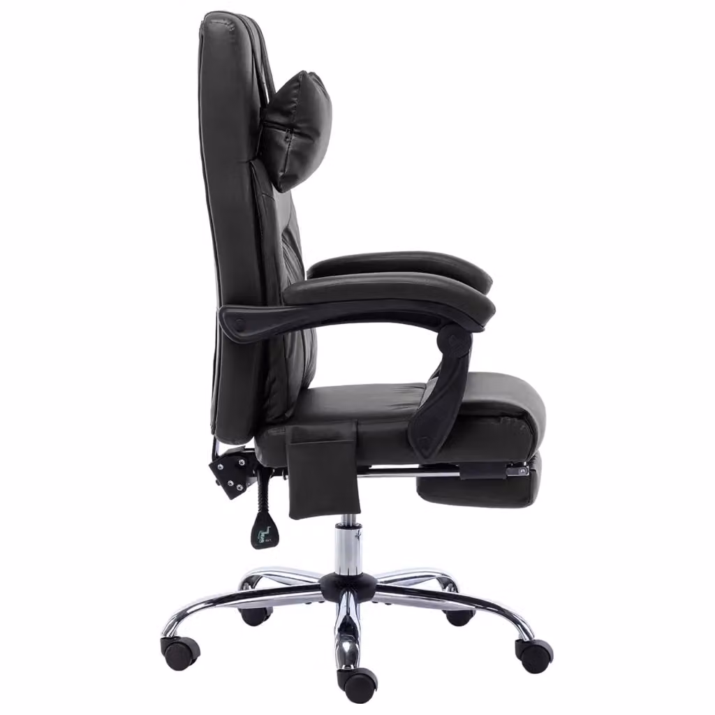 Sedia da ufficio ergonomica moderna vidaXL in similpelle nera con poggiatesta e ruote – 2
