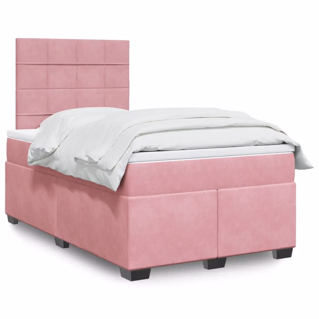 Letto Ibrido vidaXL in Velluto Rosa e Bianco con Materasso, L/P/H: 120 x 200 cm