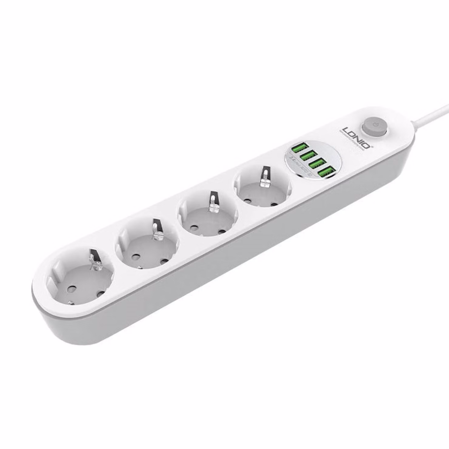 Ciabatta elettrica con 4 AC, 4X Usb, Ldnio Se4432, 2M (bianco)