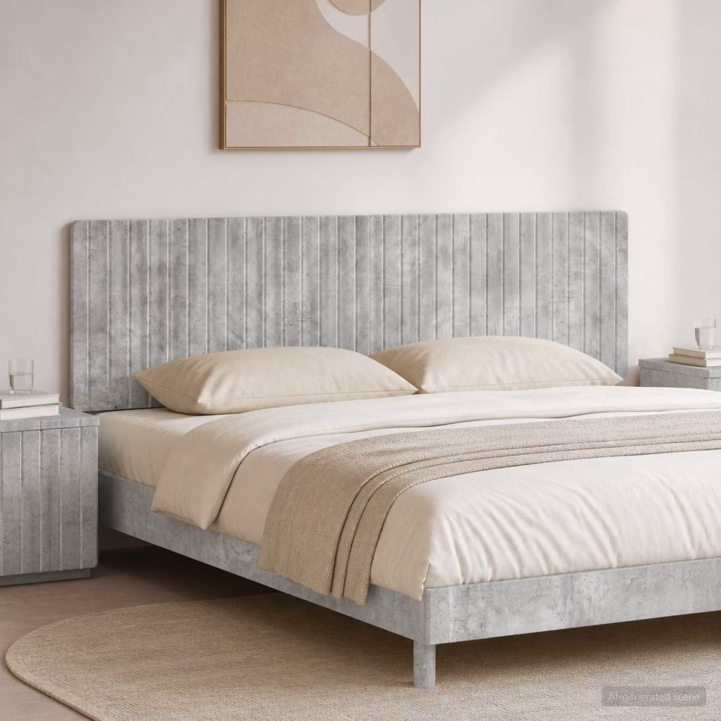 Testiera da muro vidaXL ZWOLLE moderna in tessuto grigio con mensola integrata e pannello imbottito in legno ingegnerizzato