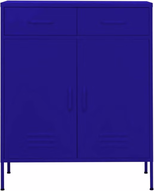 Armadietto in metallo vidaXL blu opaco con ante a battente e ripiani interni, L 80 cm x P 35 cm x H 101,5 cm