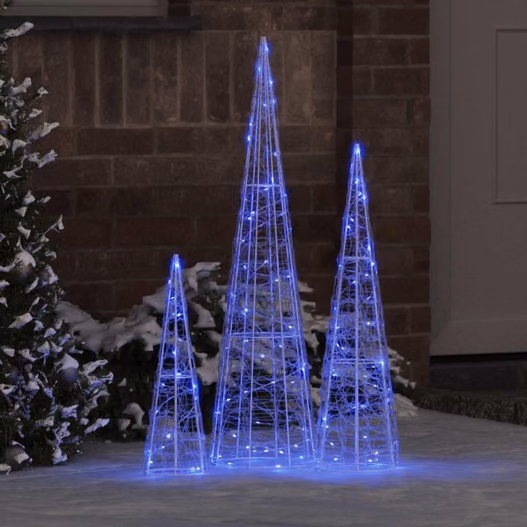 Maison Exclusive - Albero di Natale, set di 3, 90 LED blu, 20 x 20 x 80 cm, acrilico