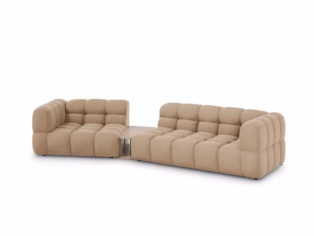 Divano modulare sinistro Sky di Cosmopolitan Design in velluto color sabbia, 3 posti – 2