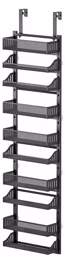 Scaffale porta spezie, regolabile su 10 livelli, da montare sulla porta, nero
