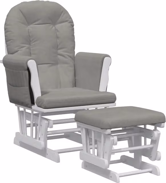Poltrona | Sedia Relax Glider con Sgabello Grigio Chiaro in Tessuto