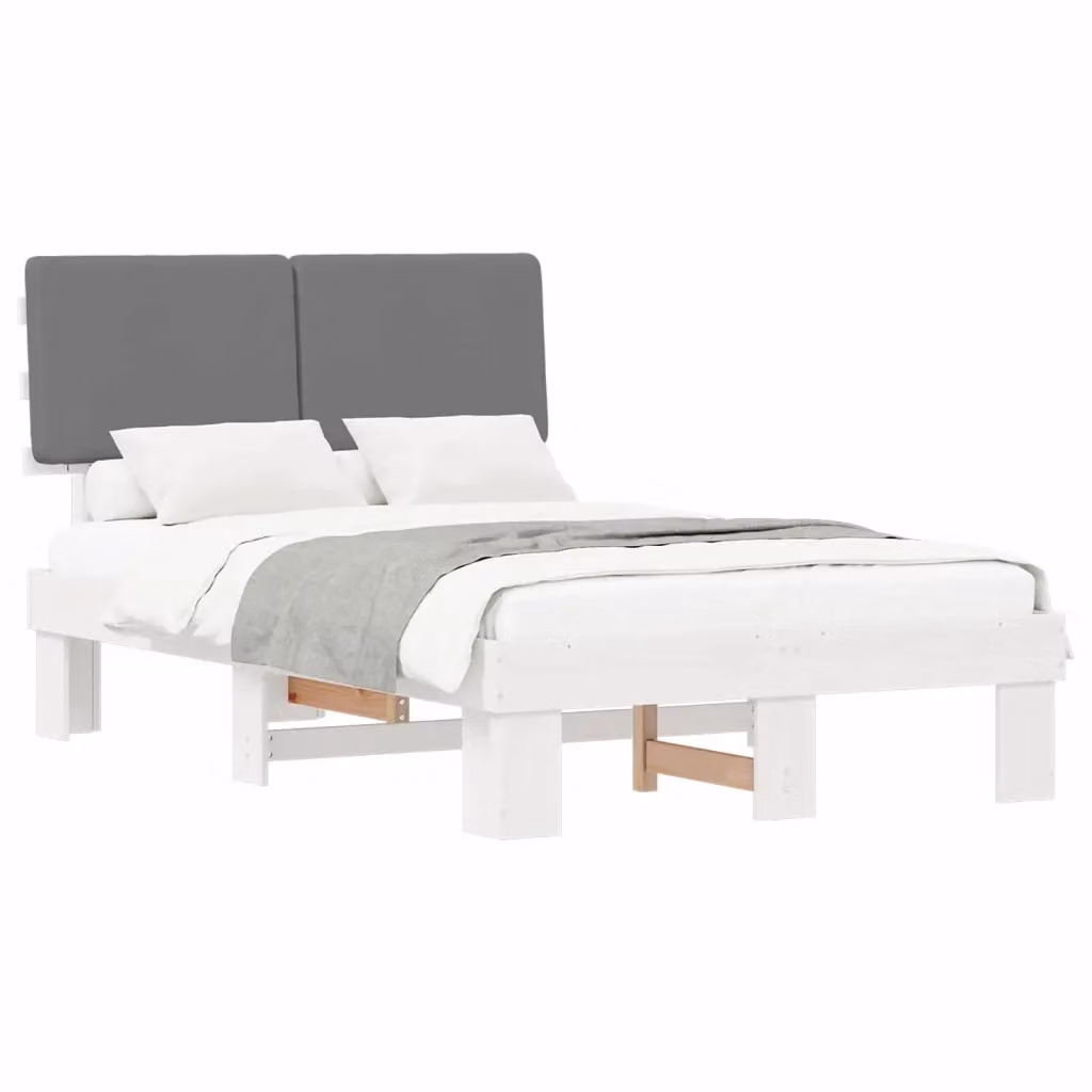 vidaXL Letto Moderno con Testiera Rivestita in Tessuto Grigio L/P/H: 120 x 200 cm – 2