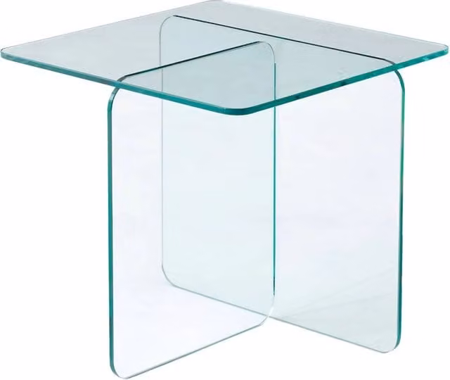Tavolino quadrato moderno Sweeek in cristallo temperato trasparente L: 50 cm, P: 50 cm, H: 45 cm – 1