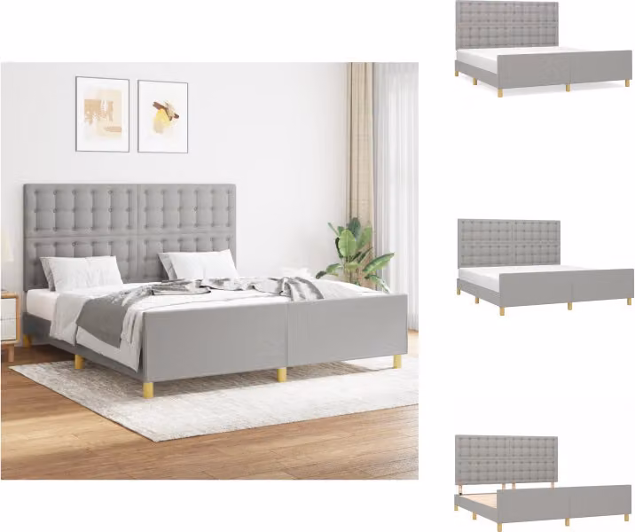 vidaXL Struttura letto con testiera in tessuto grigio chiaro 160x200 cm - Letti e strutture letto