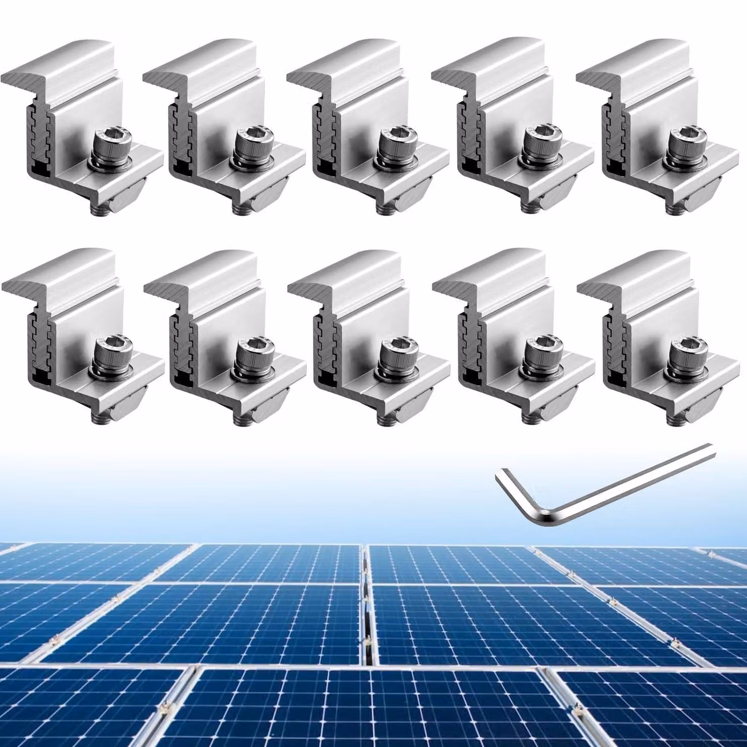 Supporto solare a profilo a Z, confezione da 10 pezzi, alluminio, 30-45 mm, colore argento