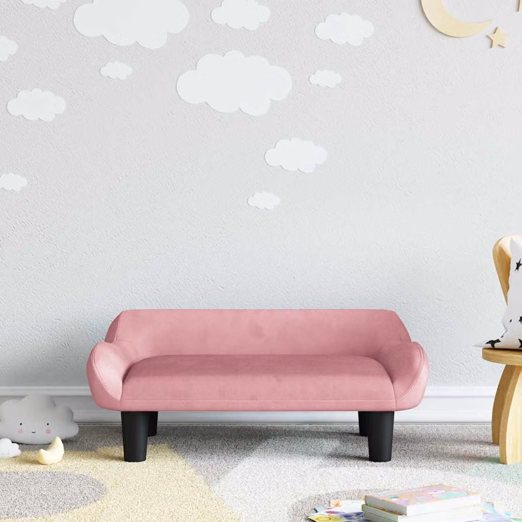 vidaXL Divano per Bambini in Velluto Rosa L: 70 cm, P: 40 cm, H: 24 cm