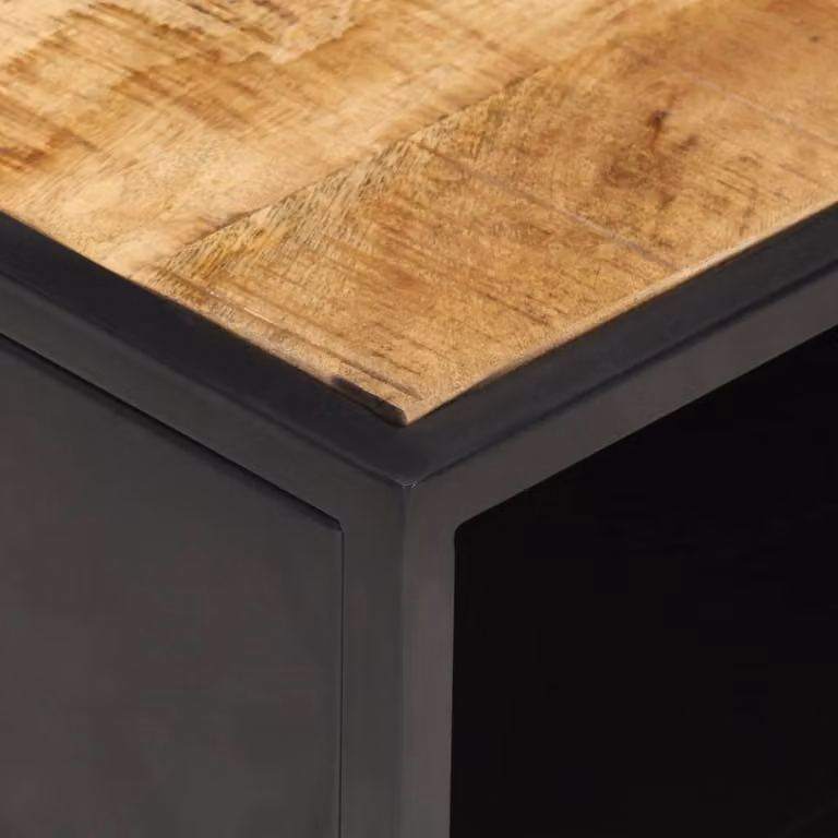 Tavolino con anta intagliata 90x55x36 cm Legno di mango grezzo