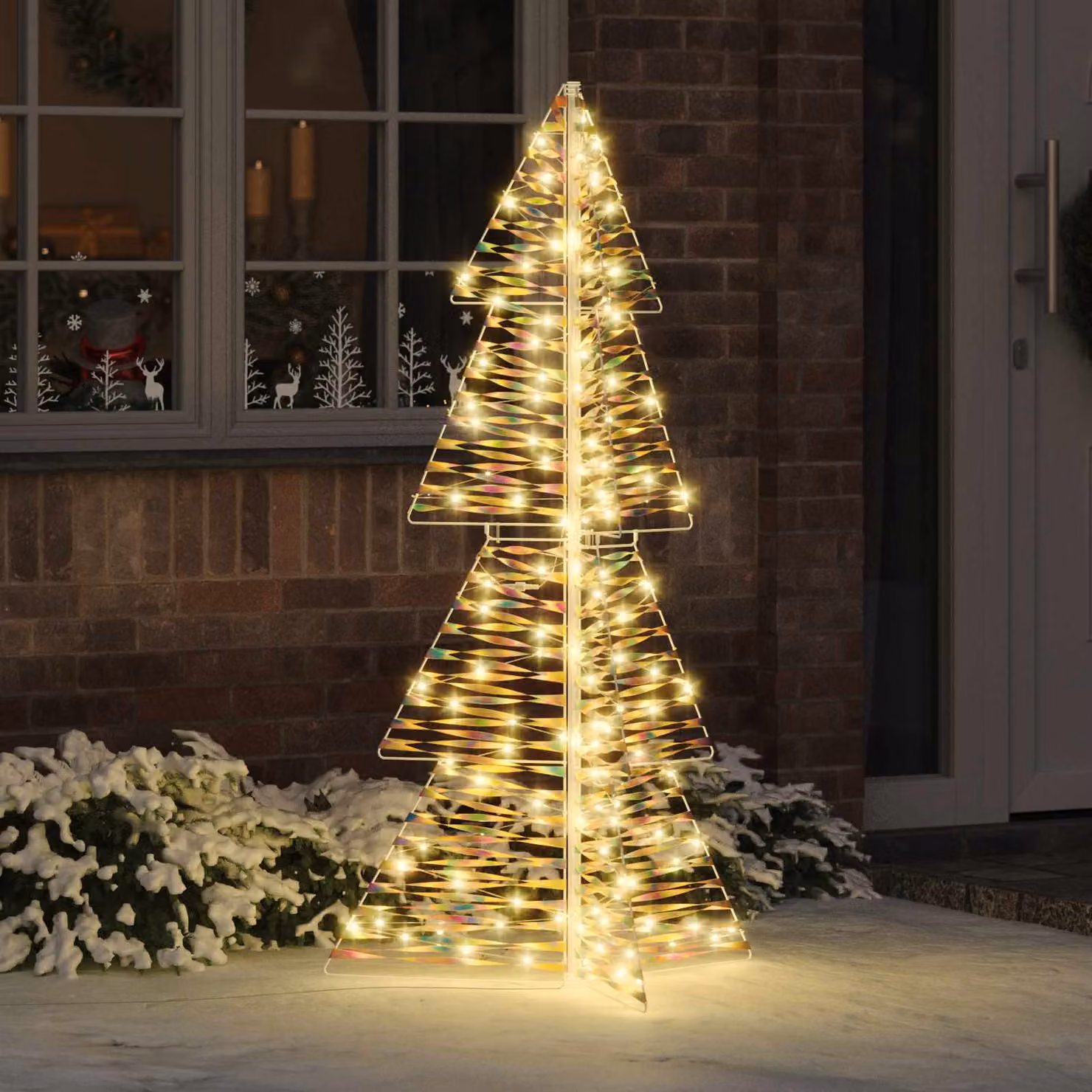 Albero di Natale moderno vidaXL bianco con 160 LED a luce bianca calda, Altezza: 150 cm