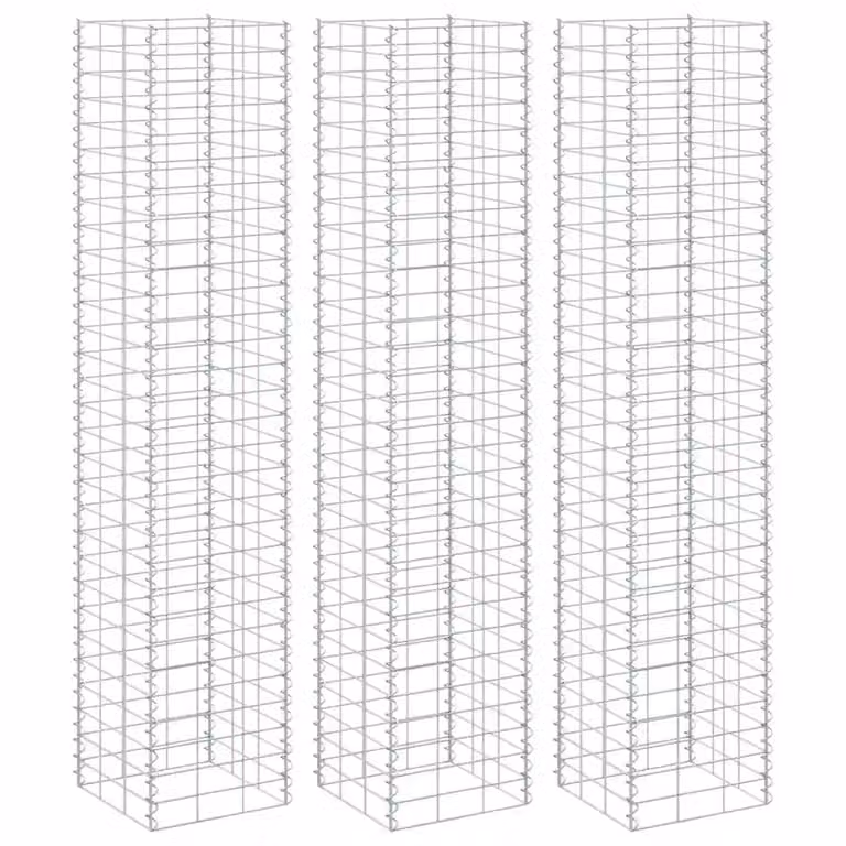 vidaXL Fioriere Rialzate a Gabbione 3 pz 30x30x150 cm in Ferro