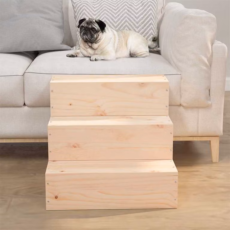 vidaXL Scala per Gatti in Legno di Pino Naturale L: 40 cm, P: 37,5 cm, H: 35 cm