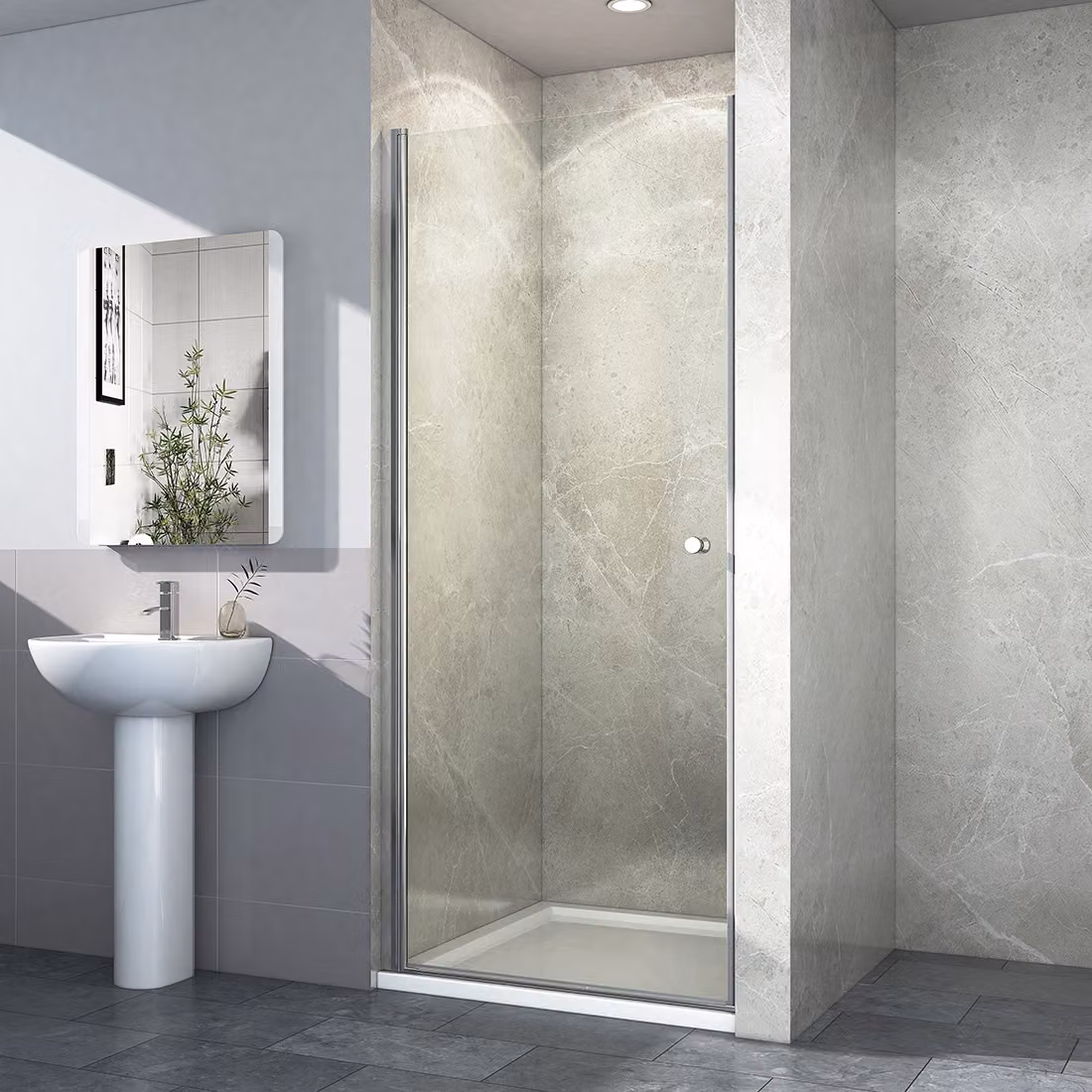 EMKE Porta doccia 80 x 185 cm Porta a battente Porta per nicchia Porta doccia a battente in vetro di sicurezza ESG da 6 mm con rivestimento nano su entrambi i lati