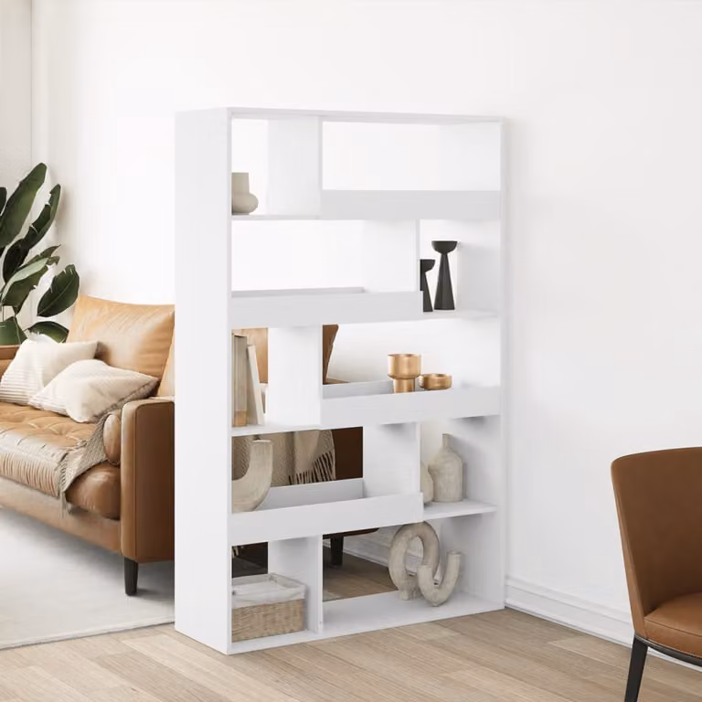 Libreria bianca vidaXL in MDF con pannello posteriore per soggiorno L 100 cm, P 33 cm, H 156,5 cm