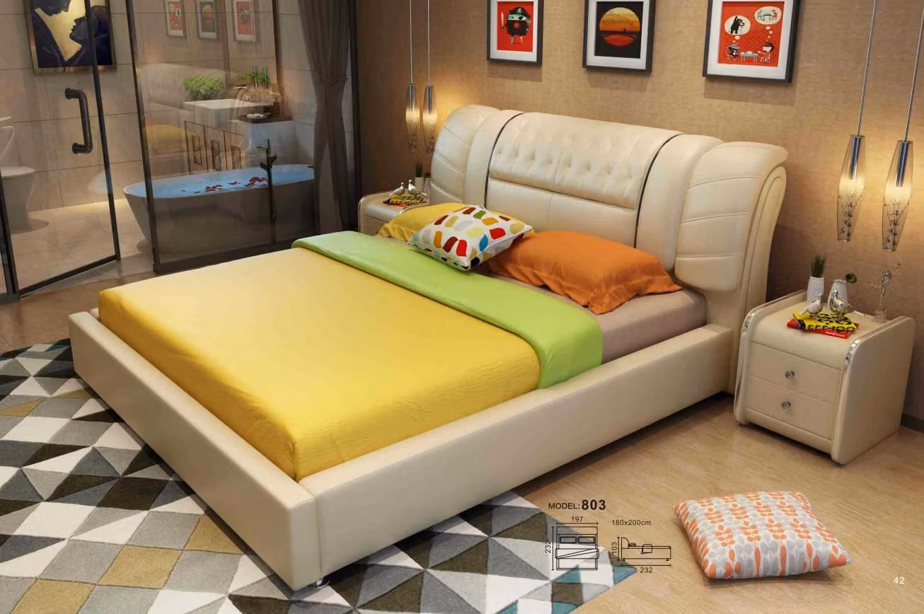Designer Bett Chesterfield Betten Textil Leder Hotel Luxus Polster Samt Stoff