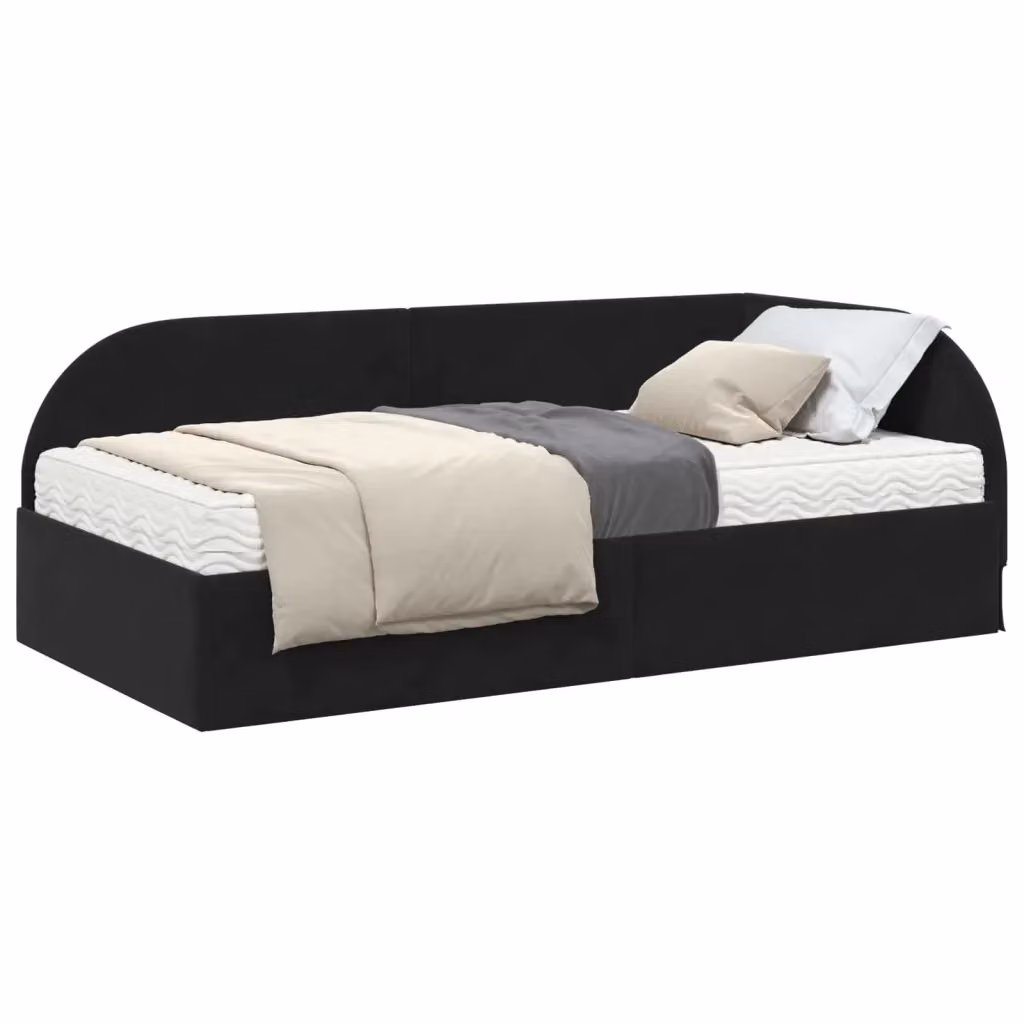Letto Angolare con Materasso 2 Pezzi vidaXL in Velluto Nero L/P/H: 204 x 100 x 72 cm – 2