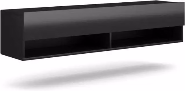 Mobile porta TV sospeso Meublorama CLUJ moderno in MDF nero lucido L: 140 cm, P: 32,8 cm, H: 31,0 cm – 1