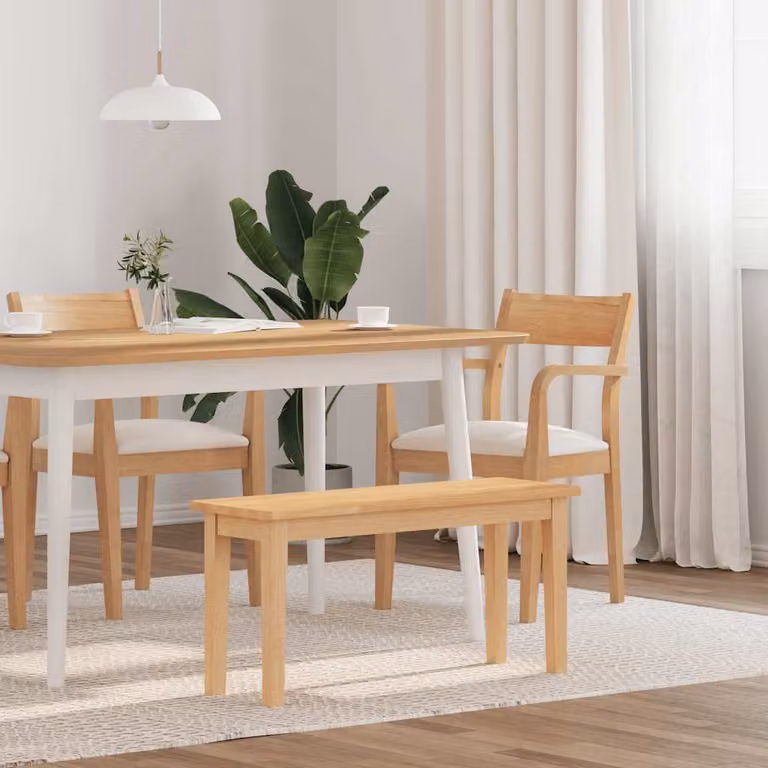 Panca vidaXL in legno massello marrone per cucina e sala da pranzo, L: 90 cm, H: 45 cm, P: 30 cm