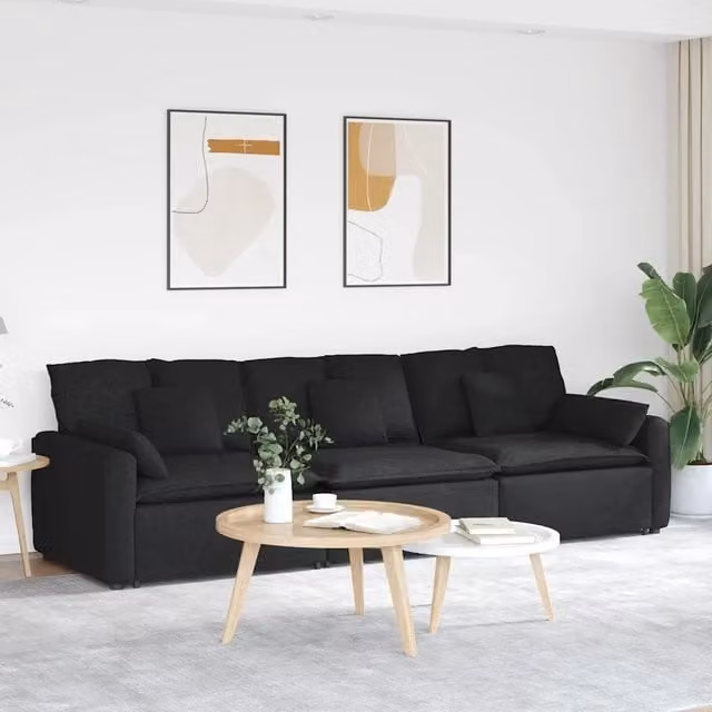Divano Modulare con Cuscini Nero 3321089