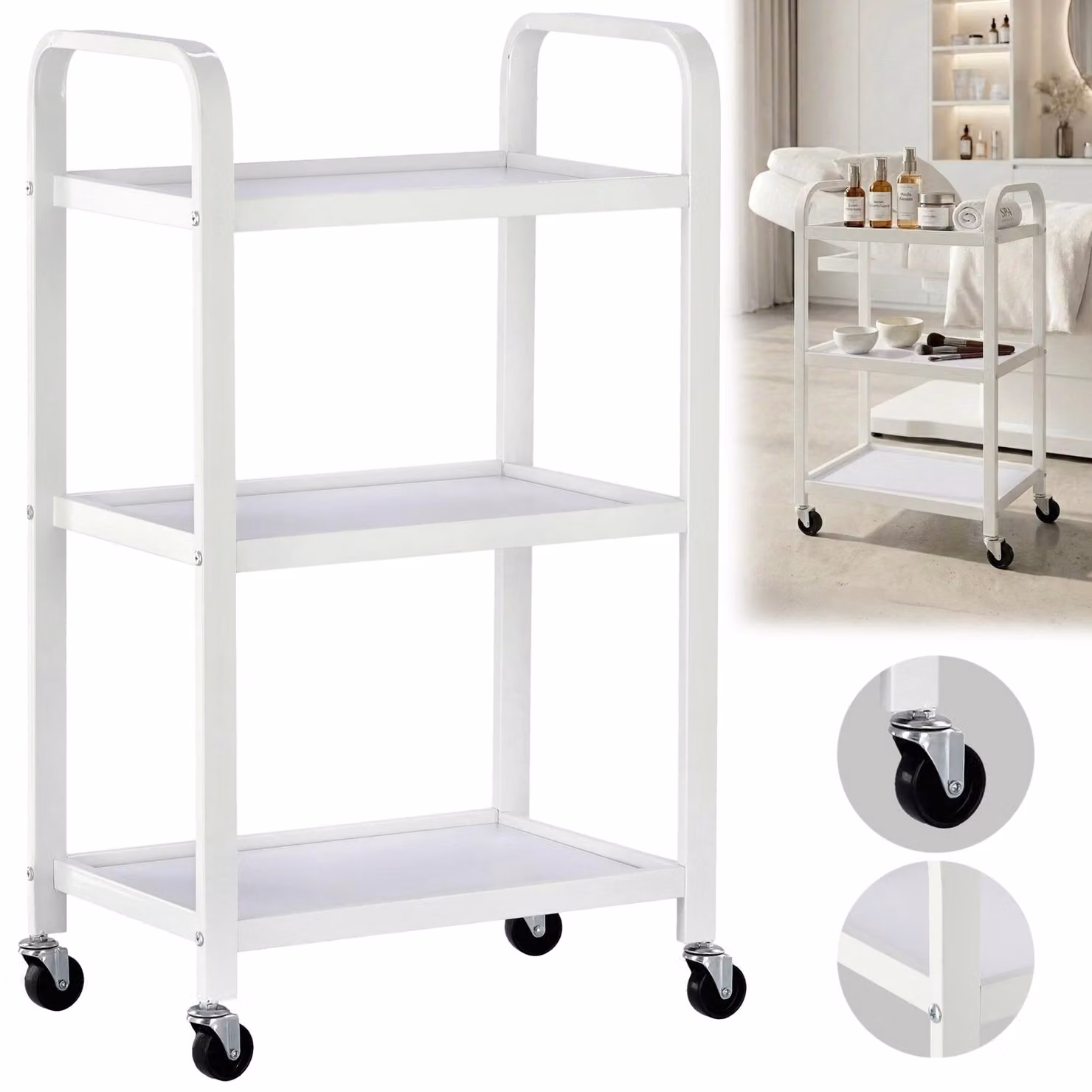 Carrello per parrucchieri estetisti tavolino su rotelle per la tintura ST014W al salone di bellezza scaffale con ripiani