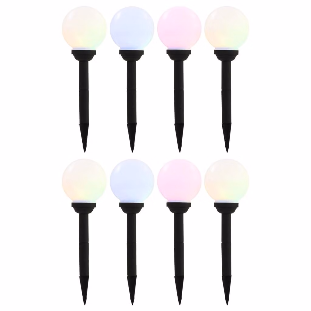 The Living Store Lampade solari da esterno 8 pz. Globo LED 15 cm RGB