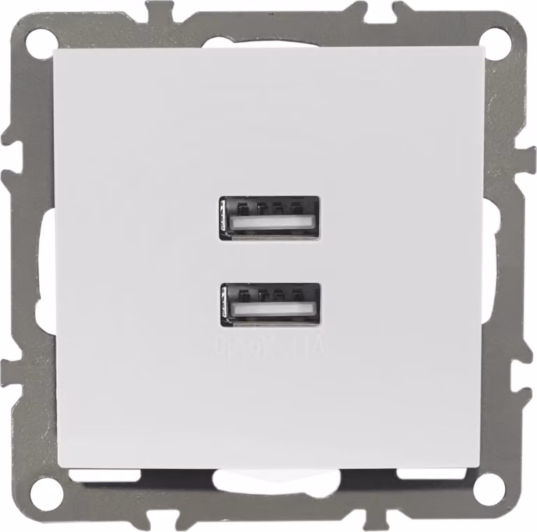Prese USB doppie, serie QUADRA, colore bianco