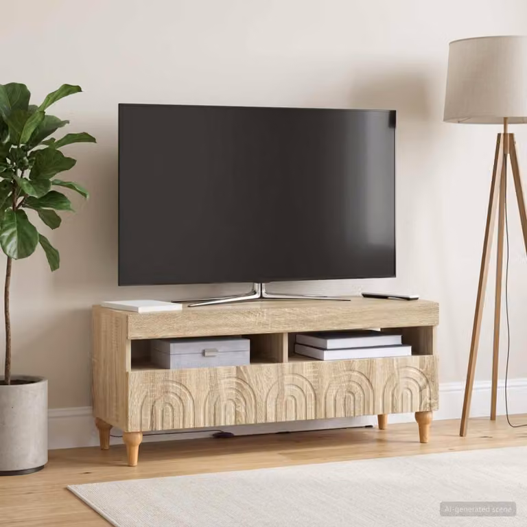 Mobile TV LED vidaXL ALKMAAR in Rovere Sonoma, L 100 x P 35 x H 43 cm