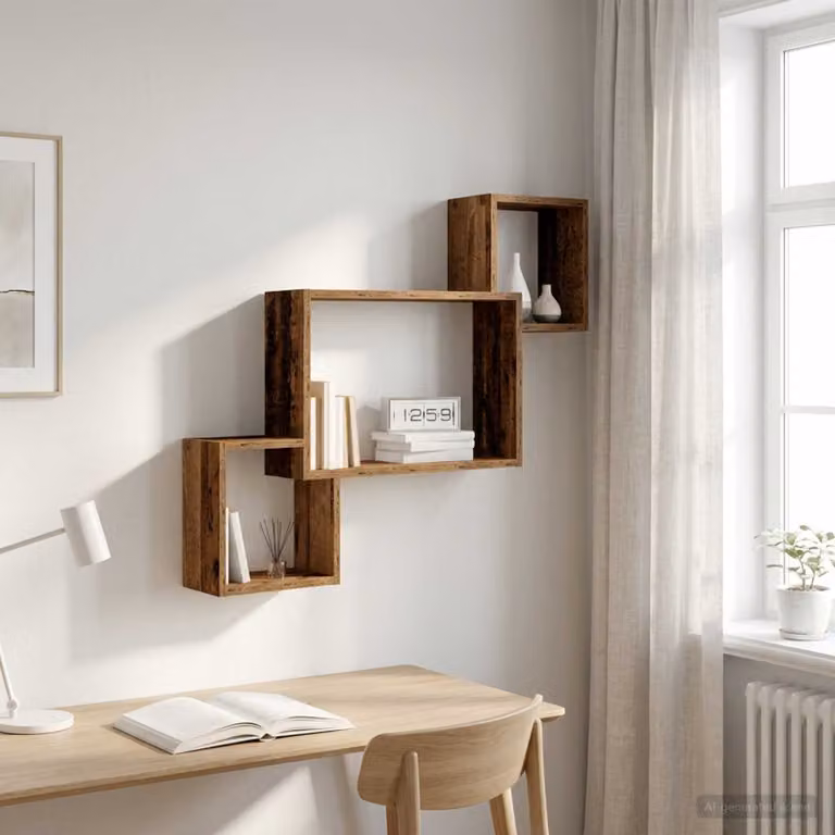 Scaffale da parete moderno vidaXL in legno color marrone L 91,5 x P 15 x H 76 cm