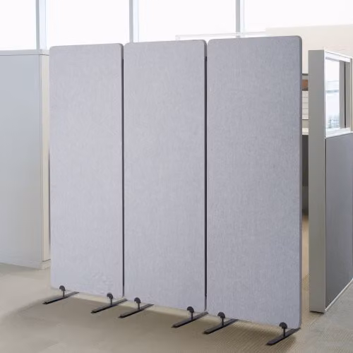 VEVOR Divisorio per Ambienti Insonorizzato a 3 Pannelli, Paravento Pieghevole per Privacy e Separazione Portatile per Studio o Ufficio, Grigio Chiaro, H: 165,5 cm x L: 188,9 cm x P: 60,96 cm