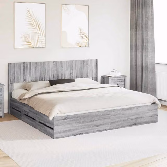 Letto con contenitore a sollevamento e testata vidaXL Grigio, L/P/H: 203 x 180 x 206,5 cm
