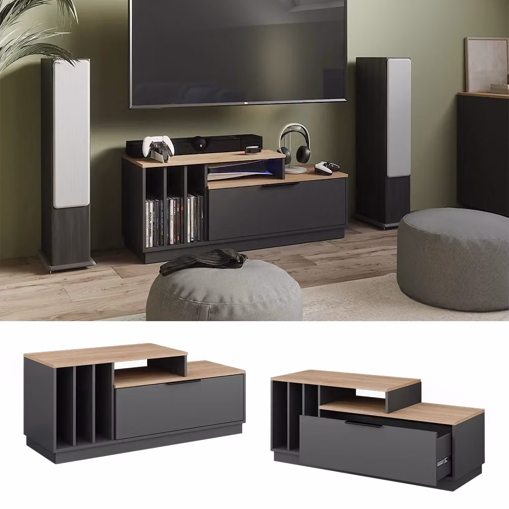 Lavagna Betti Vicco Antracite e Sonoma con porta per soggiorno L: 120 cm, P: 49.9 cm, H: 40 cm – 2