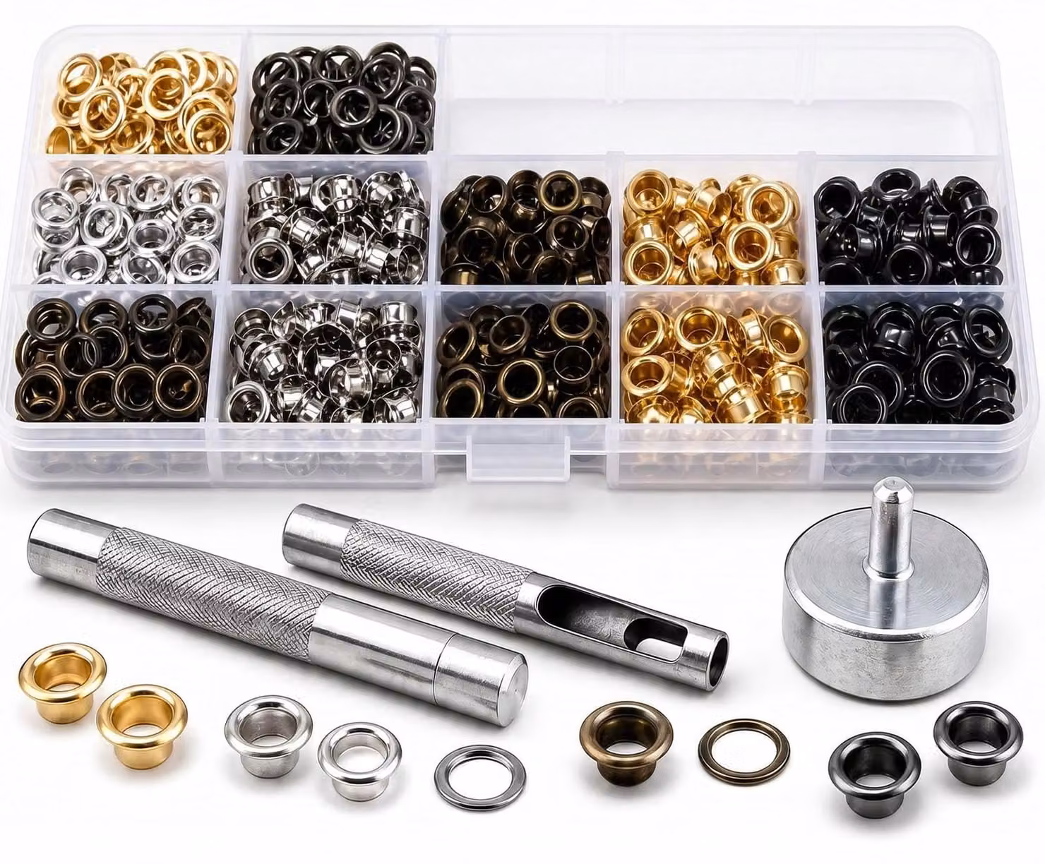 Kit di 400 occhielli con strumenti per progetti fai-da-te