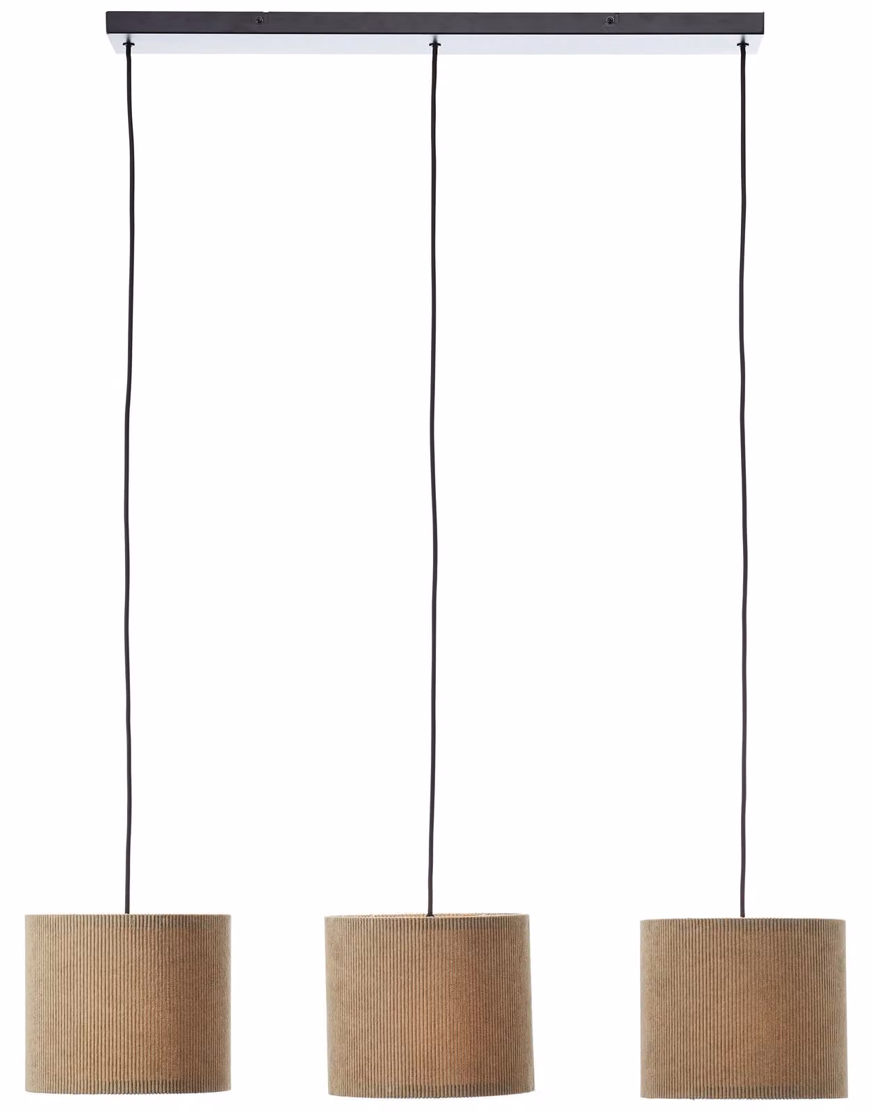 Brilliant 60100/22 Lampada a sospensione Tony a 3 luci Metallo/tessuto grigio/nero Adatta per lampadine a LED